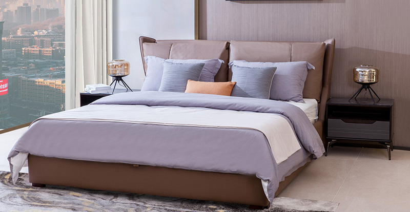Modern Minimalist Yatak Odası Teknolojisi Kumaş Tüy Yumuşak Arka Yatak Çift Kişilik Yatak A20001