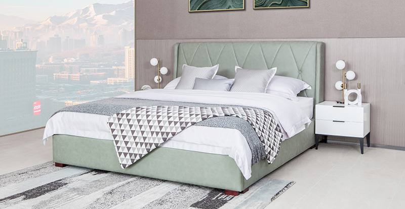 Modern Minimalist Yatak Odası Teknolojisi Bez Yatak Çekme Noktalı Çift Kişilik Yatak A20003